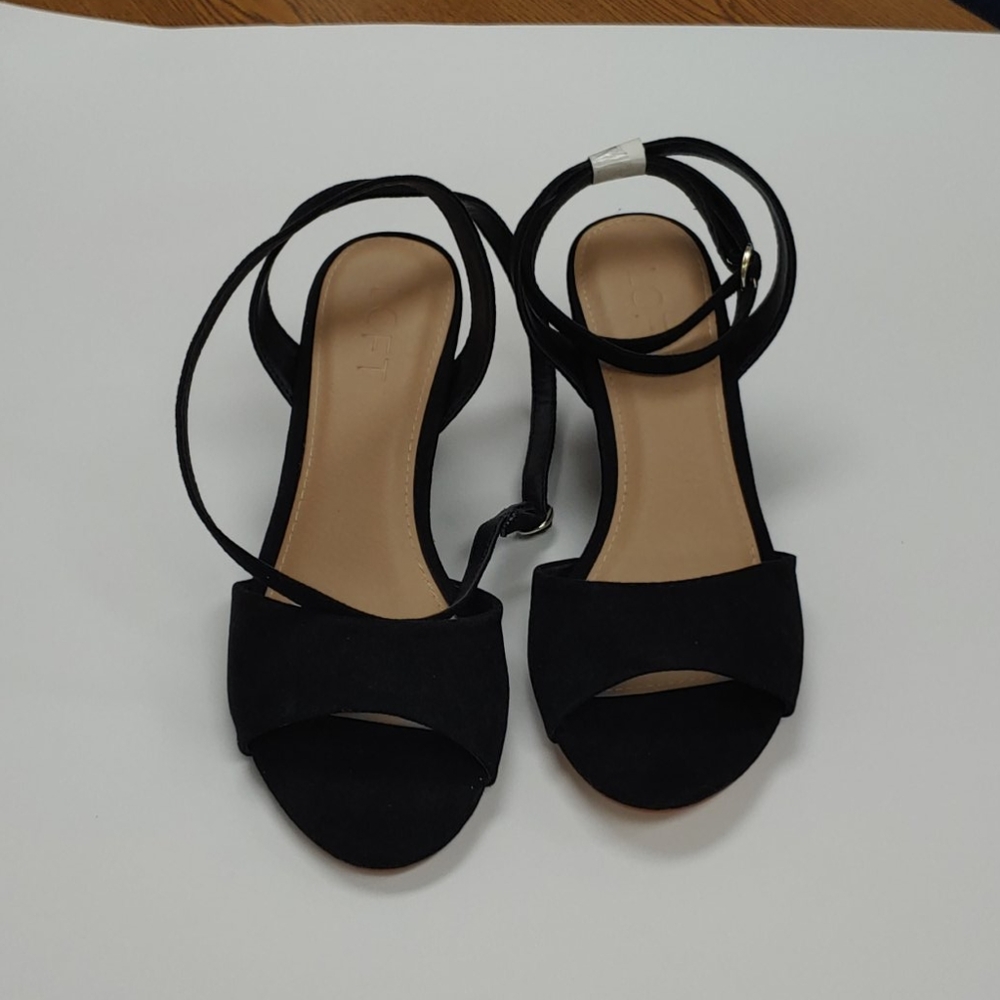 Loft black wedge strapped sandal new without tags